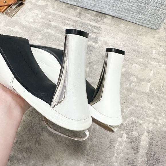 Stuart Weitzman White Leather Slingback Heels with Buckle Detail – Size 7.5 - Picture 3 of 11